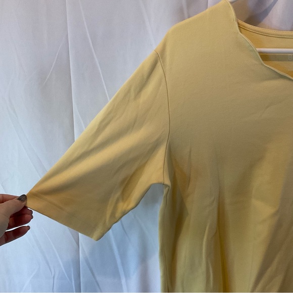 Blair women’s scallop neck pale yellow tshirt w/elbow length sleeves size medium - Picture 6 of 8